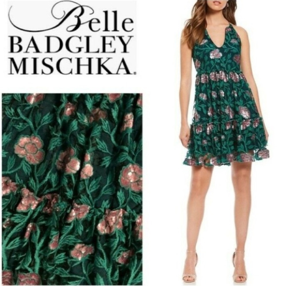 NWT Badgley Mischka Denya Emerald Dress Sz 6